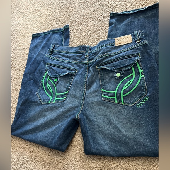 COOGI vintage button fly green embroidered pocket mens denim jeans size 40 x 34 - Picture 8 of 14